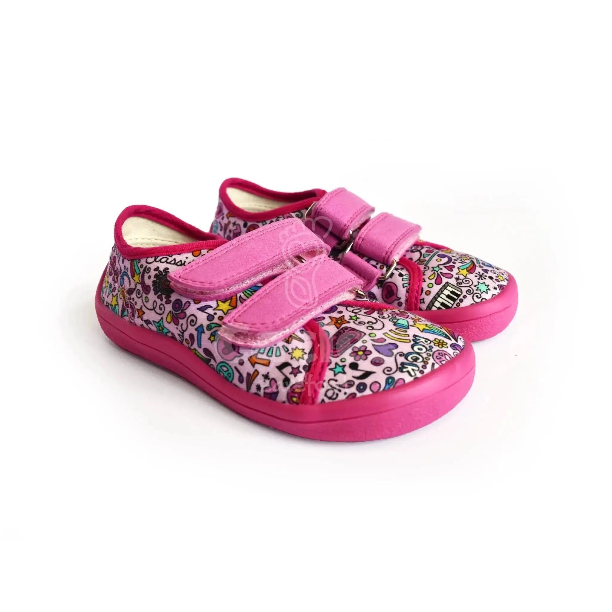 Beda - BFN 170040/TEX/W Music - Lonetas Barefoot infantiles rosas con estampado de música