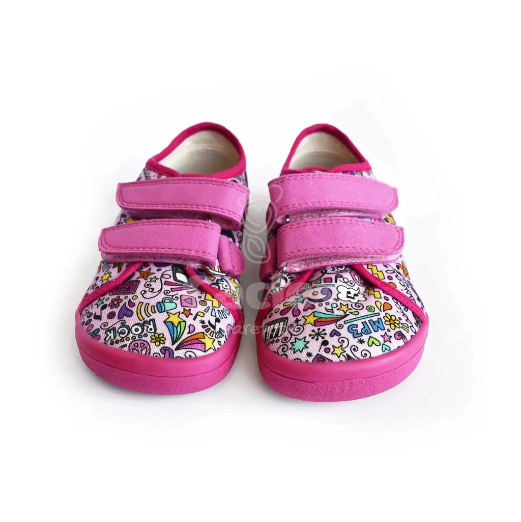Beda - BFN 170040/TEX/W Music - Lonetas Barefoot infantiles rosas con estampado de música