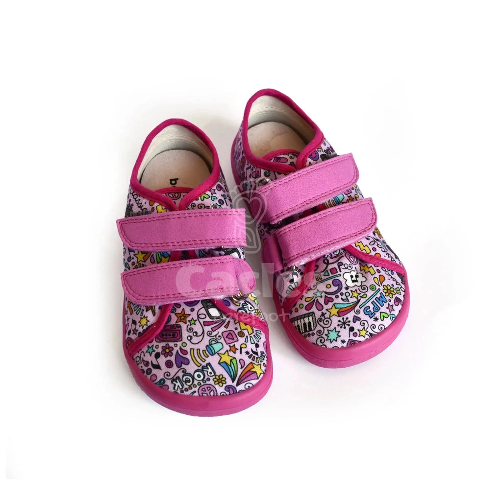 Beda - BFN 170040/TEX/W Music - Lonetas Barefoot infantiles rosas con estampado de música