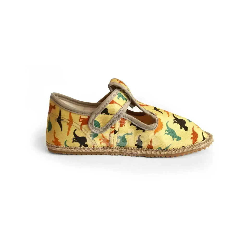 Beda - Slippers Dinosaurs - Zapatillas de casa barefoot infantiles amarillas de dinosaurios