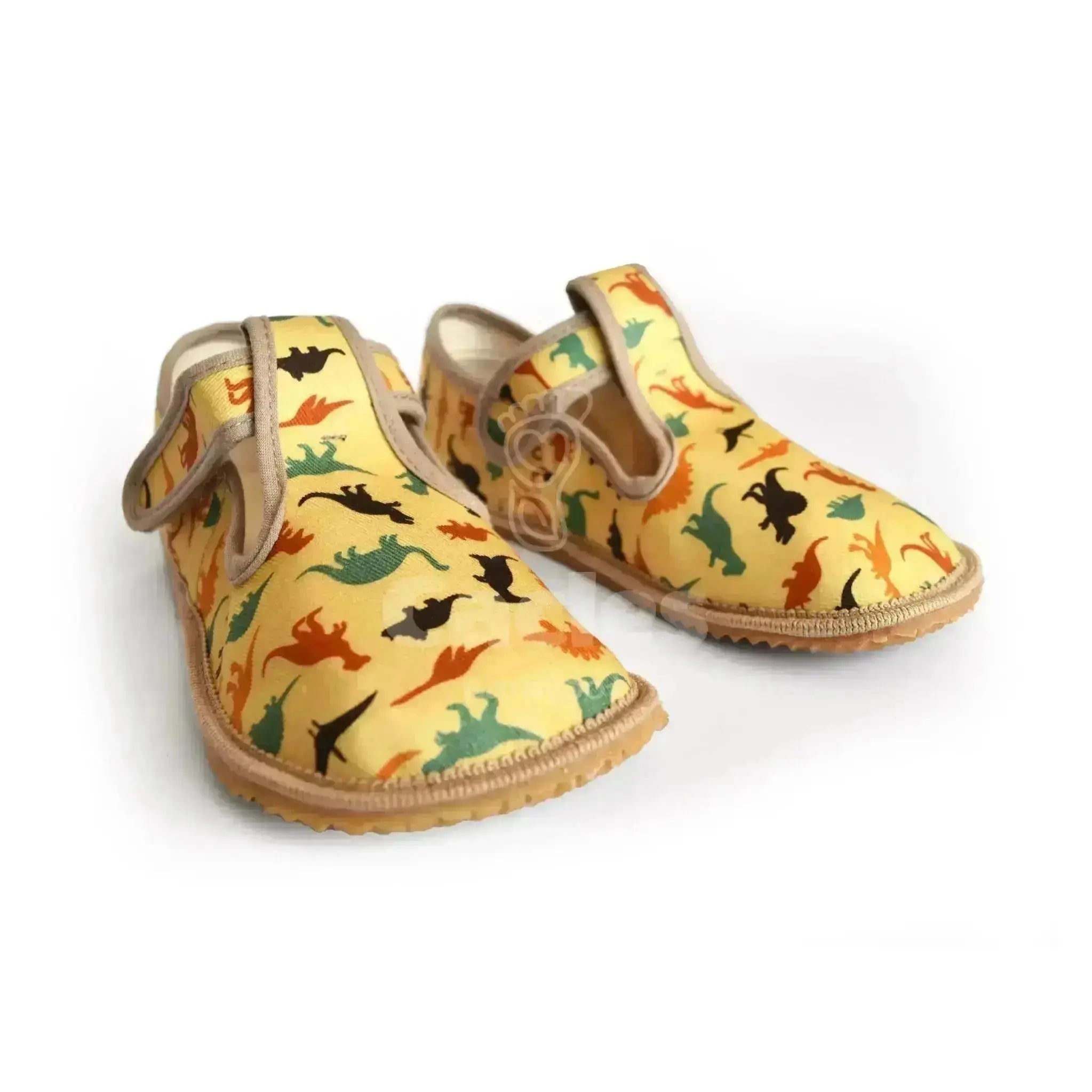 Beda - Slippers Dinosaurs - Zapatillas de casa barefoot infantiles amarillas de dinosaurios