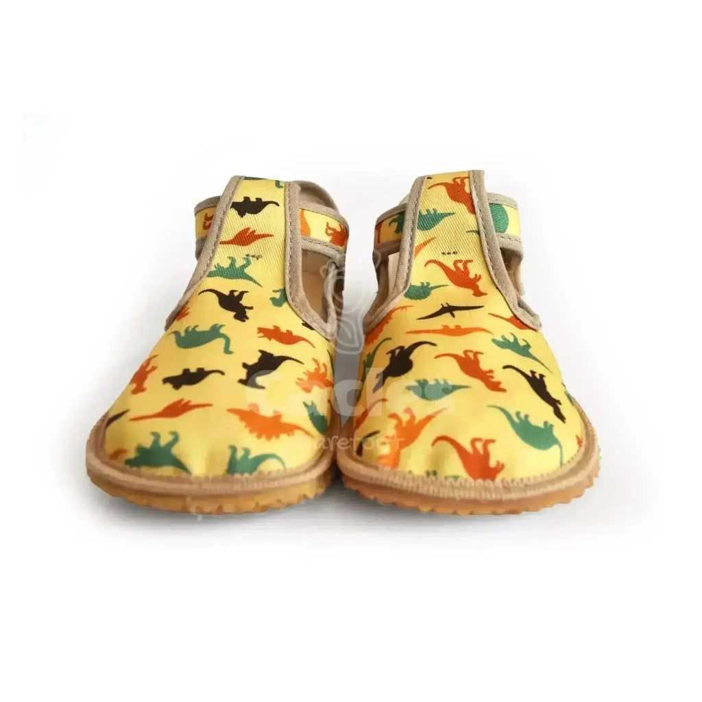 Beda - Slippers Dinosaurs - Zapatillas de casa barefoot infantiles amarillas de dinosaurios