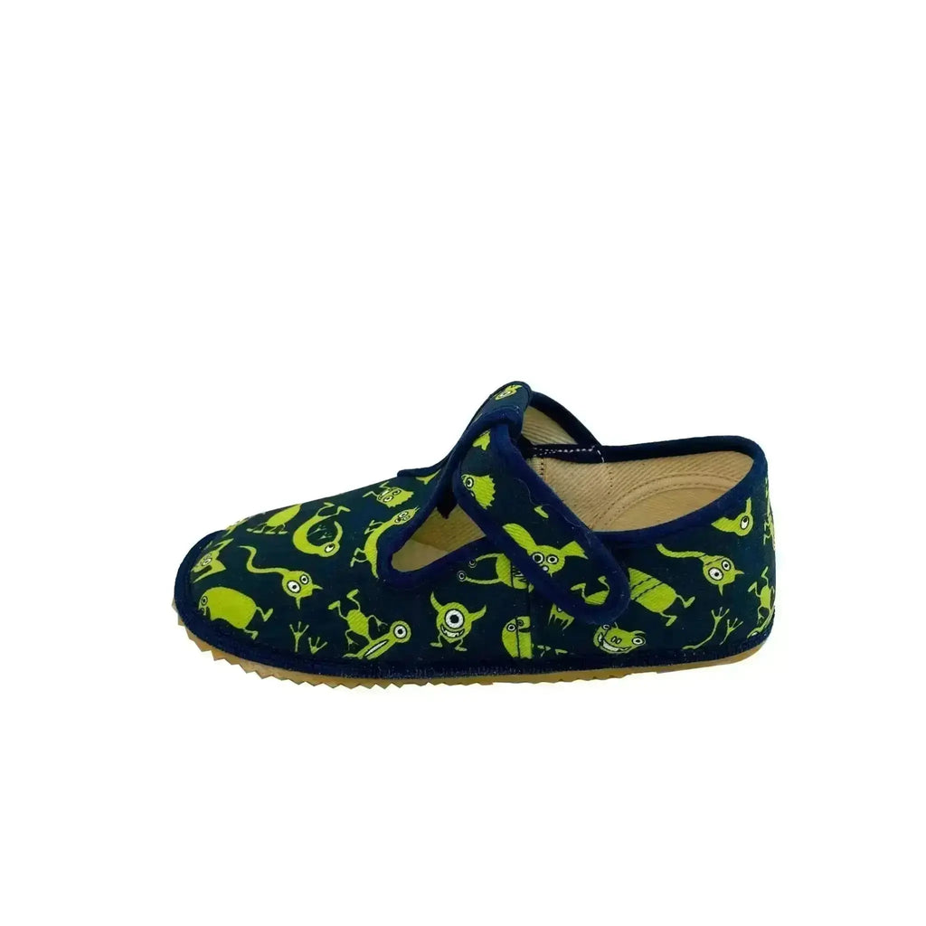 Beda - Slippers Monsters - Zapatillas de casa barefoot infantiles azul marino de monstruos
