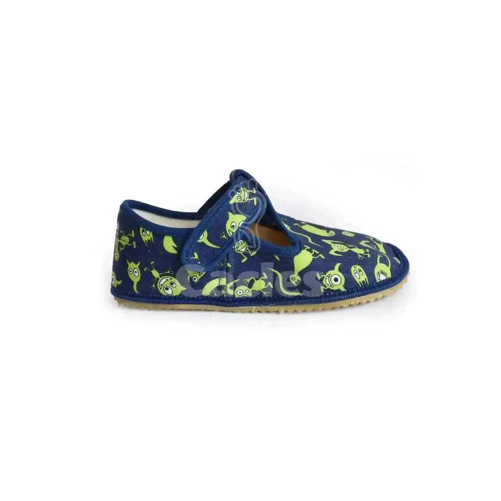 Beda - Slippers Monsters - Zapatillas de casa barefoot infantiles azul marino de monstruos