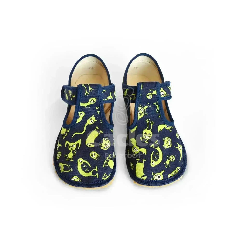 Beda - Slippers Monsters - Zapatillas de casa barefoot infantiles azul marino de monstruos