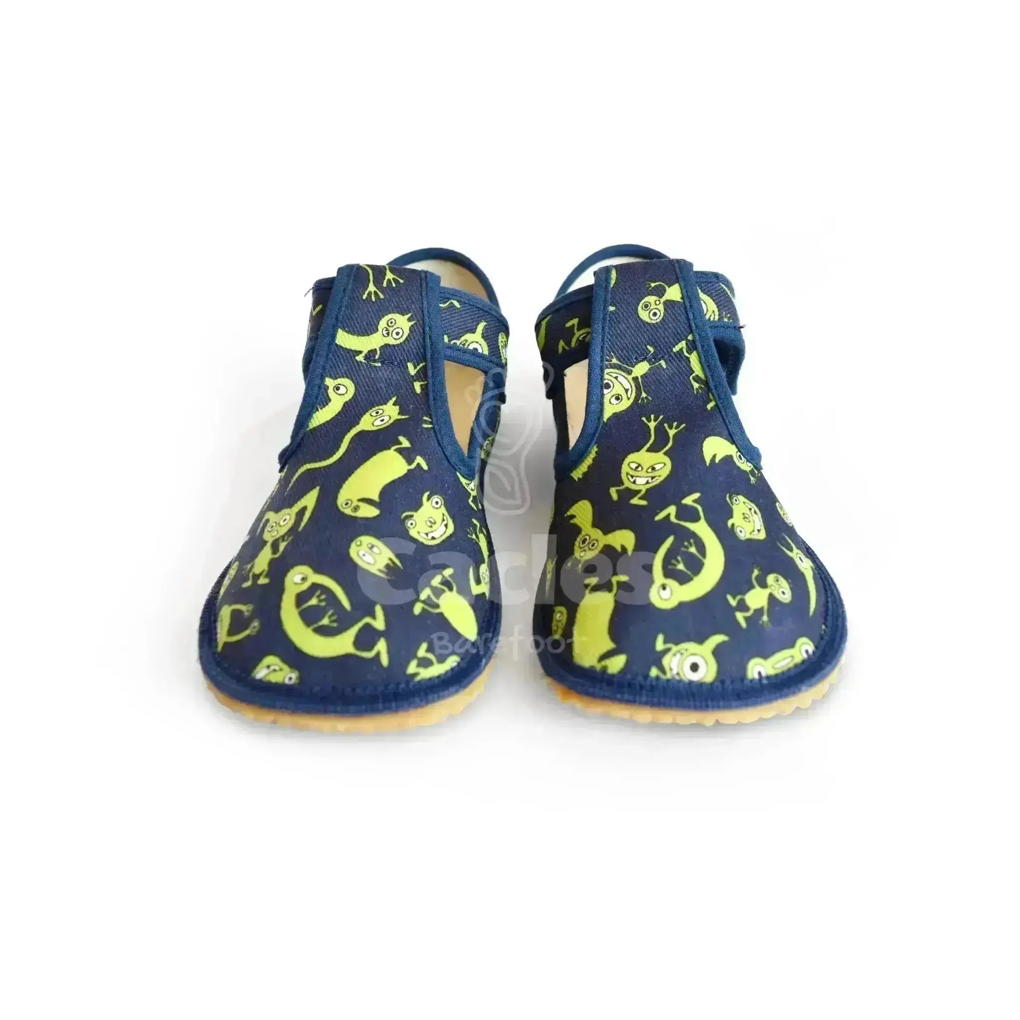 Beda - Slippers Monsters - Zapatillas de casa barefoot infantiles azul marino de monstruos