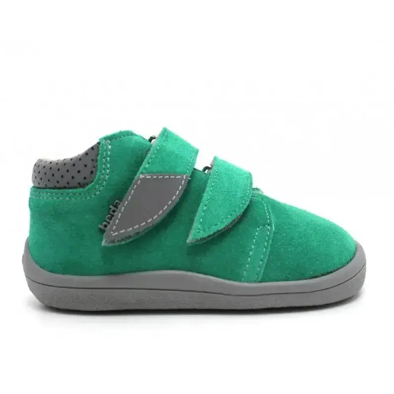 Beda barefoot - Sam - botines barefoot infantiles con membrana y forro de borreguito verdes