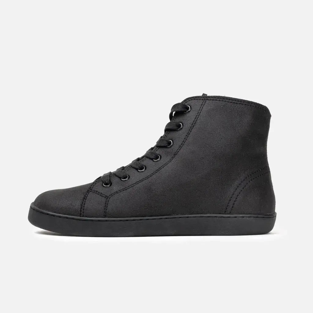 Bohempia - Alex Onyx - Botines barefoot con forro invernal veganos unisex negros