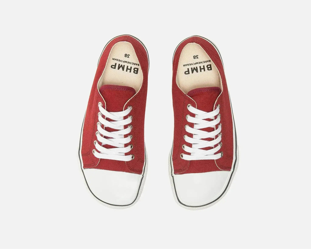 Bohempia Herlik Burgundy & White - Zapatillas barefoot veganas unisex granate