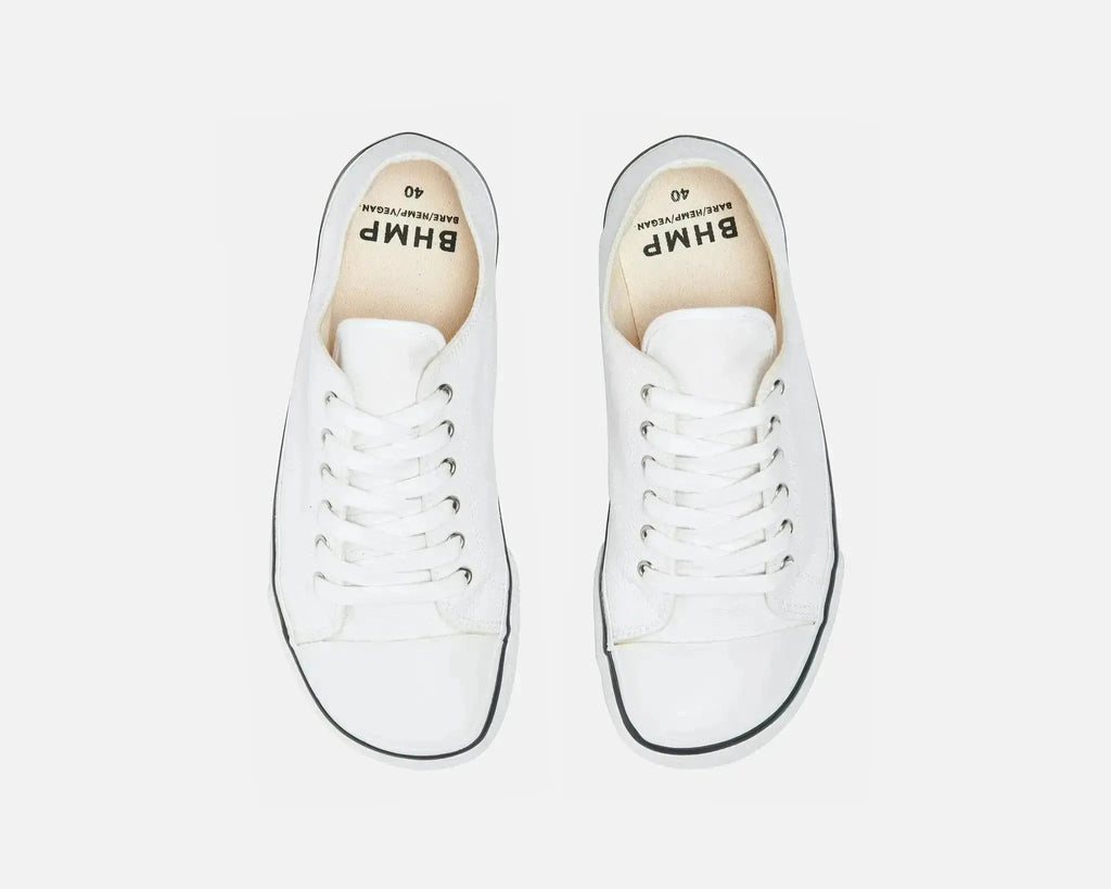 Bohempia Herlik White & White - Zapatillas barefoot veganas unisex blancas