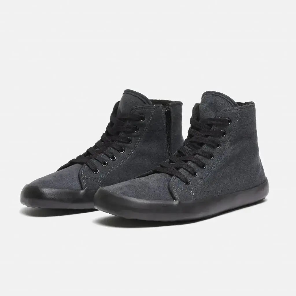 Bohempia - Olen Charcoal & Black - Botines barefoot veganos con forro unisex negros