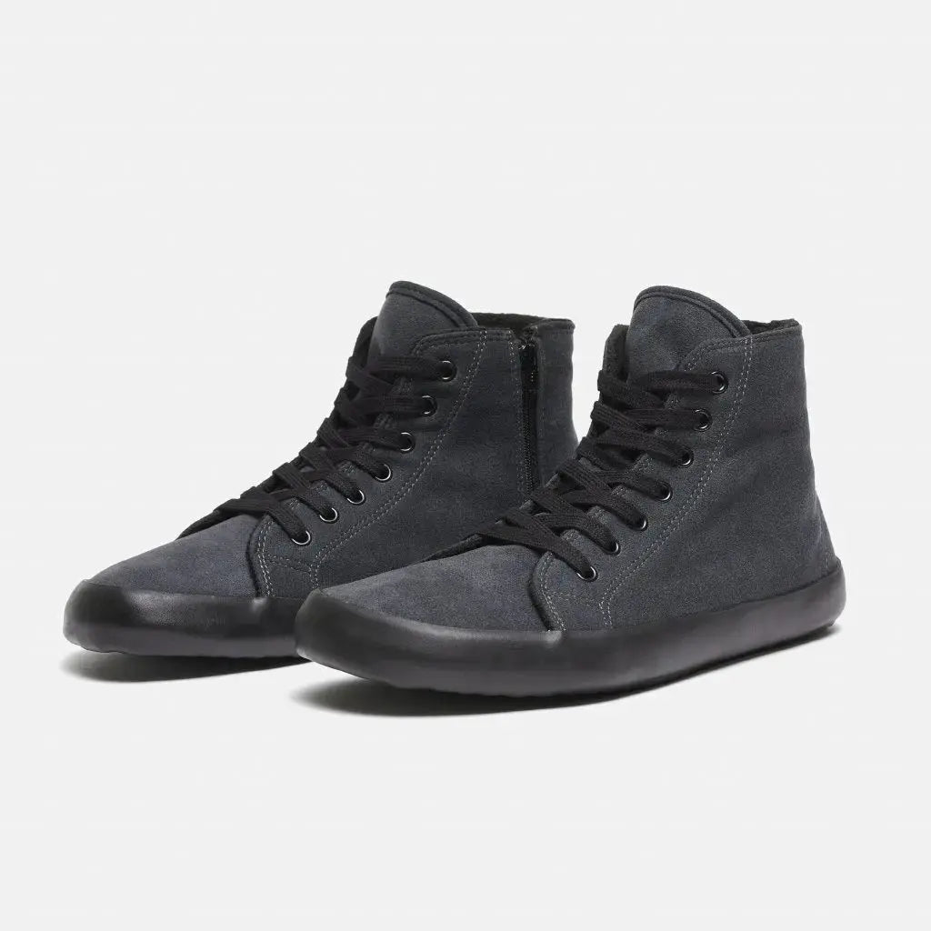 Bohempia - Olen Charcoal & Black - Botines barefoot veganos con forro unisex negros