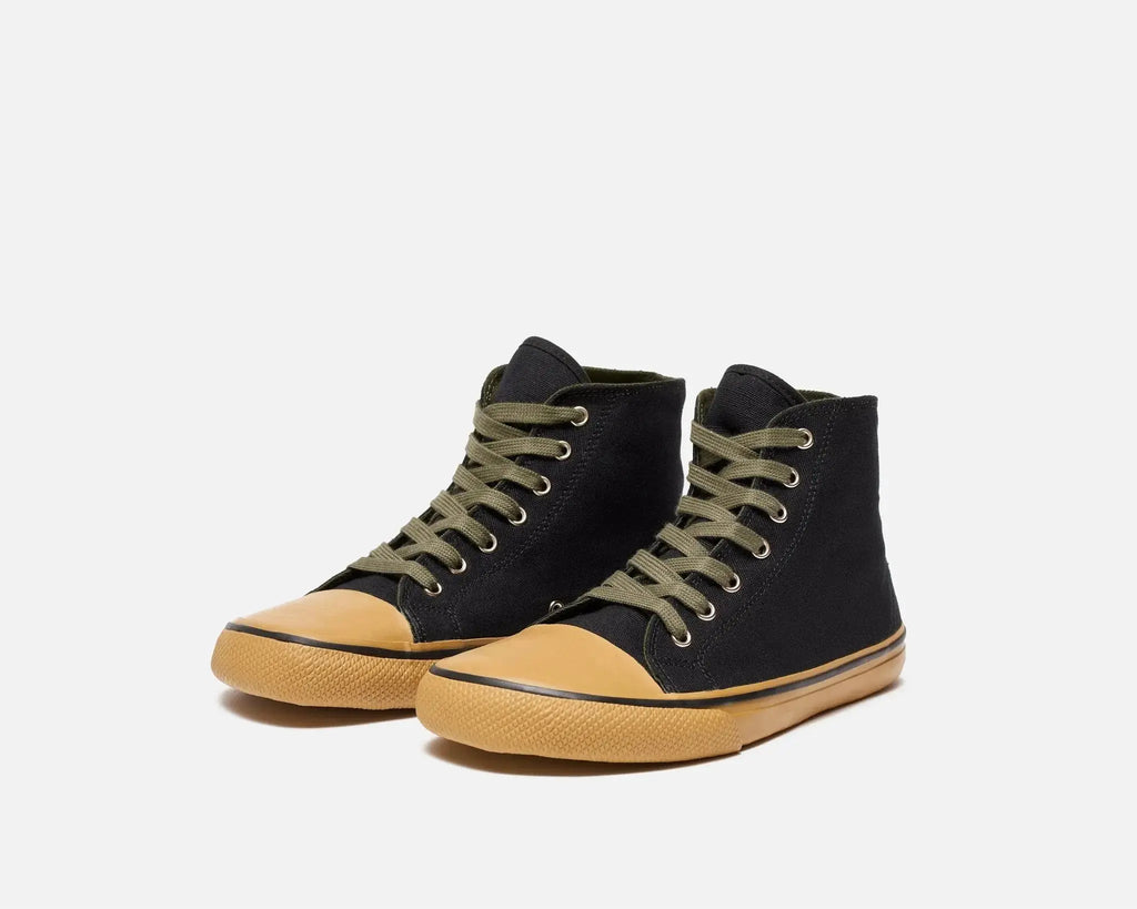 Bohempia - Orik 2.0 Army - Zapatillas barefoot veganas de caña alta unisex verde militar