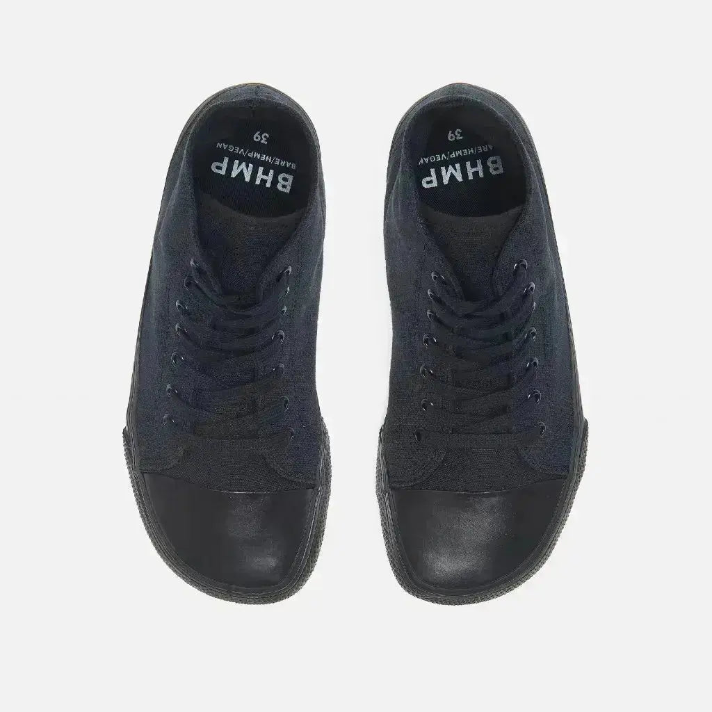 Bohempia - Orik 2.0 Black & Black - Zapatillas barefoot de caña alta veganas unisex negras