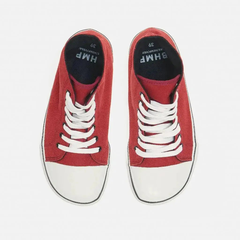 Bohempia - Orik 2.0 Burgundy & White - Zapatillas barefoot de caña alta veganas unisex granate
