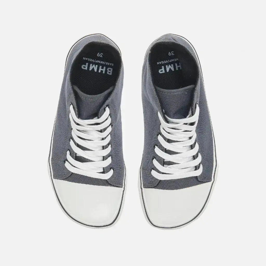Bohempia - Orik 2.0 Dark Grey & White - Zapatillas barefoot de caña alta veganas unisex gris oscuro