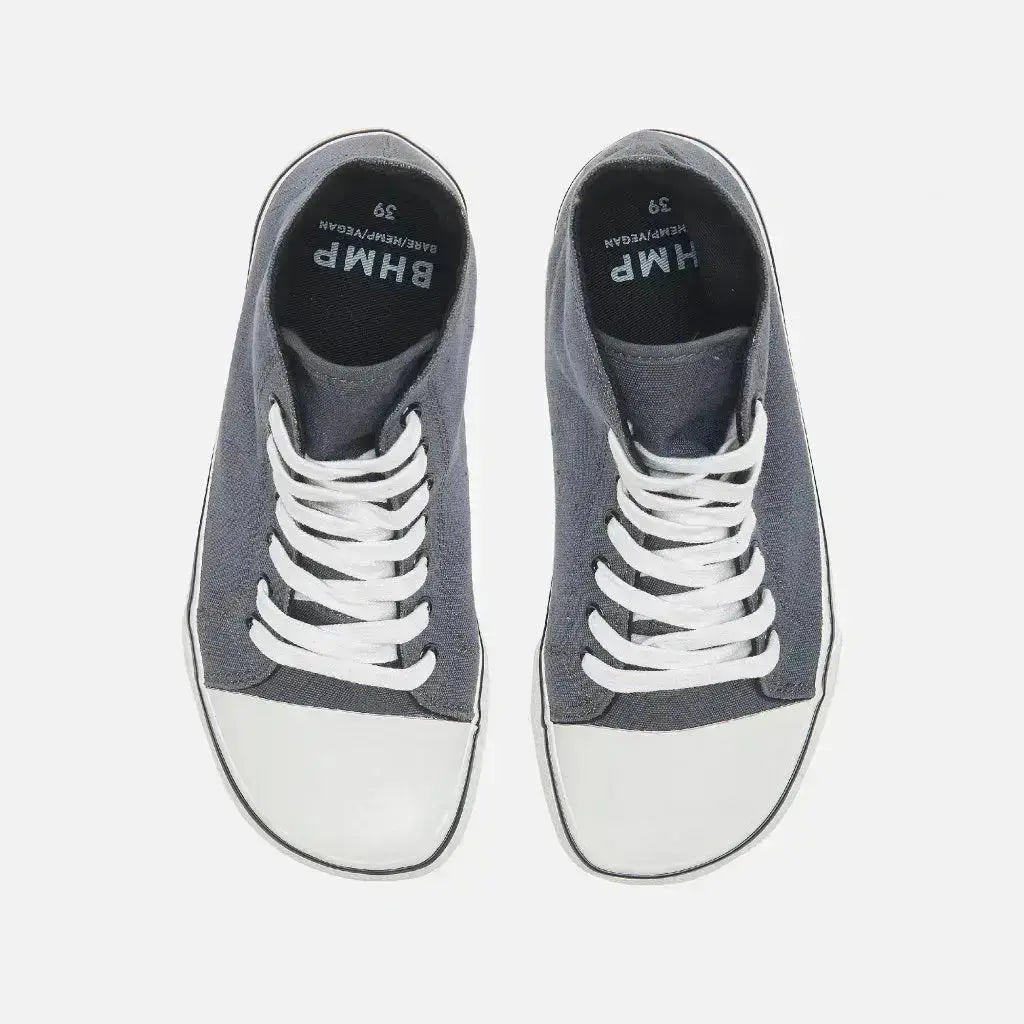 Bohempia - Orik 2.0 Dark Grey & White - Zapatillas barefoot de caña alta veganas unisex gris oscuro