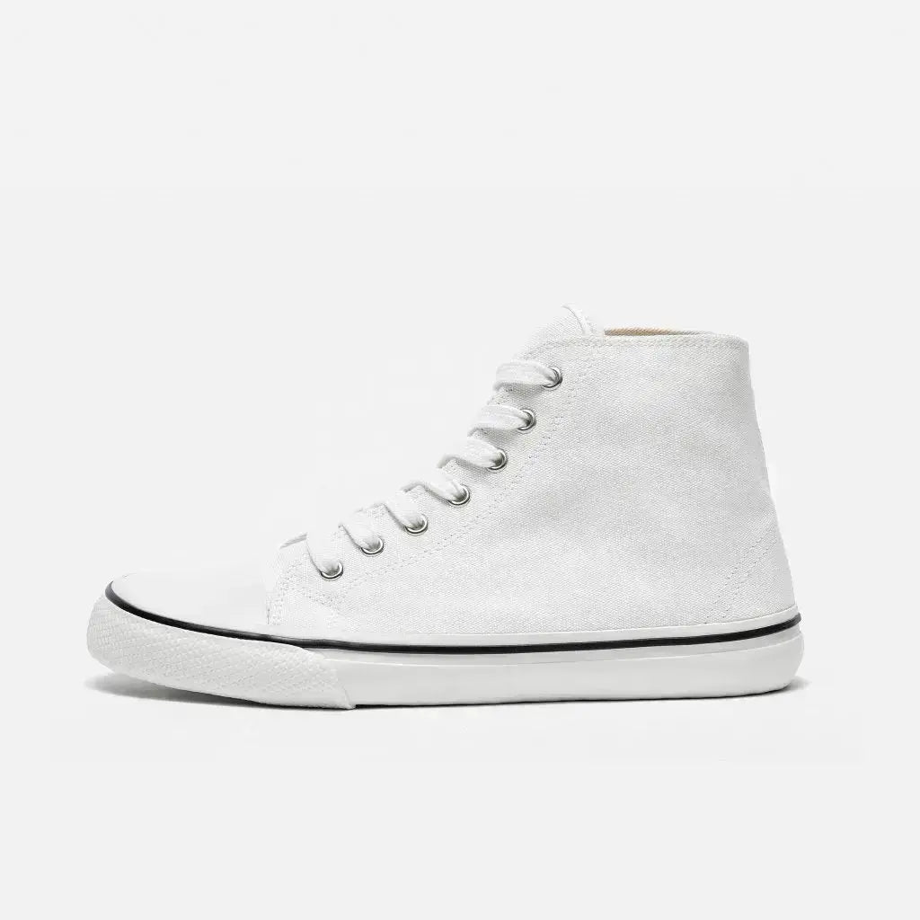 Bohempia - Orik 2.0 White & White - Zapatillas barefoot veganas de caña alta unisex blancas