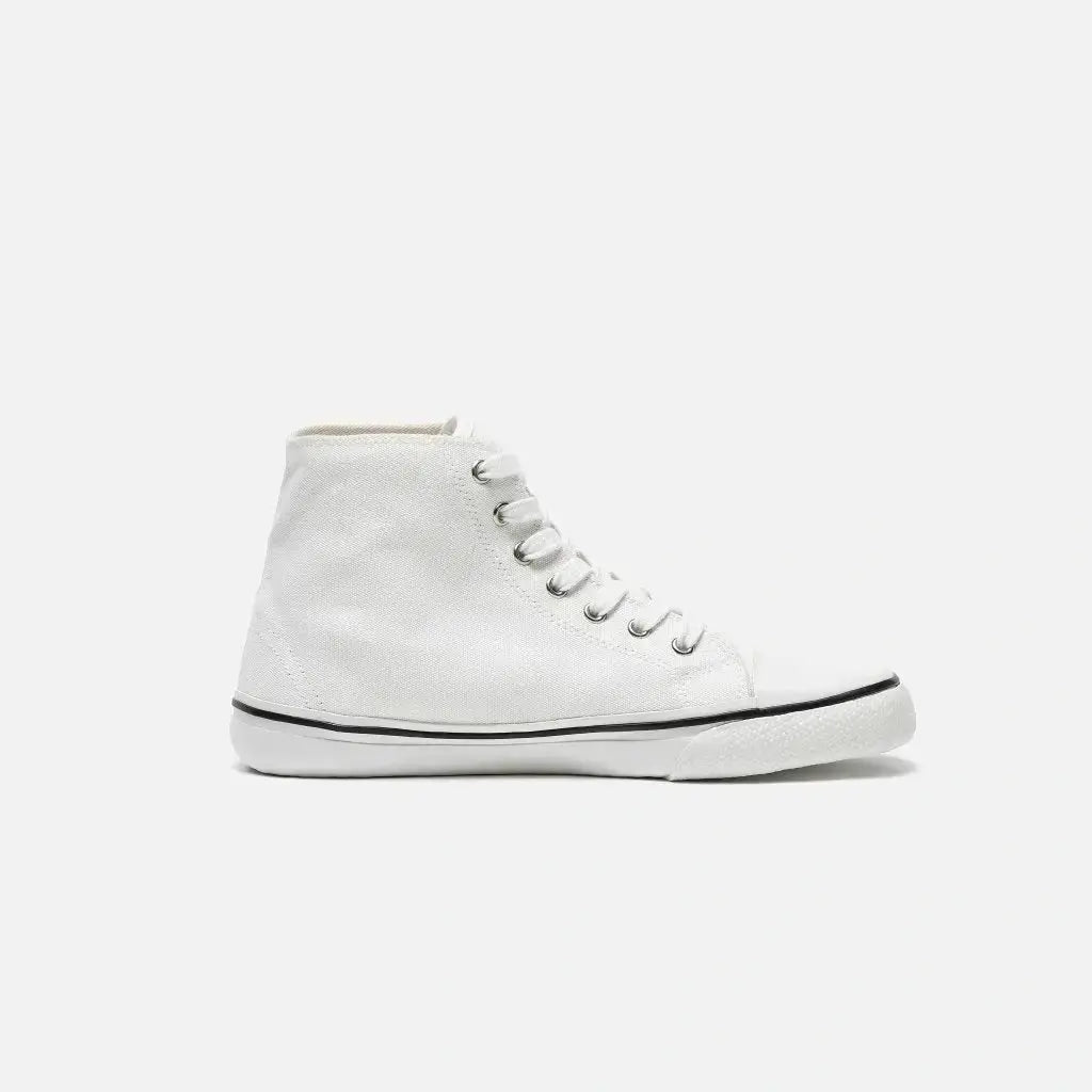 Bohempia - Orik 2.0 White & White - Zapatillas barefoot veganas de caña alta unisex blancas