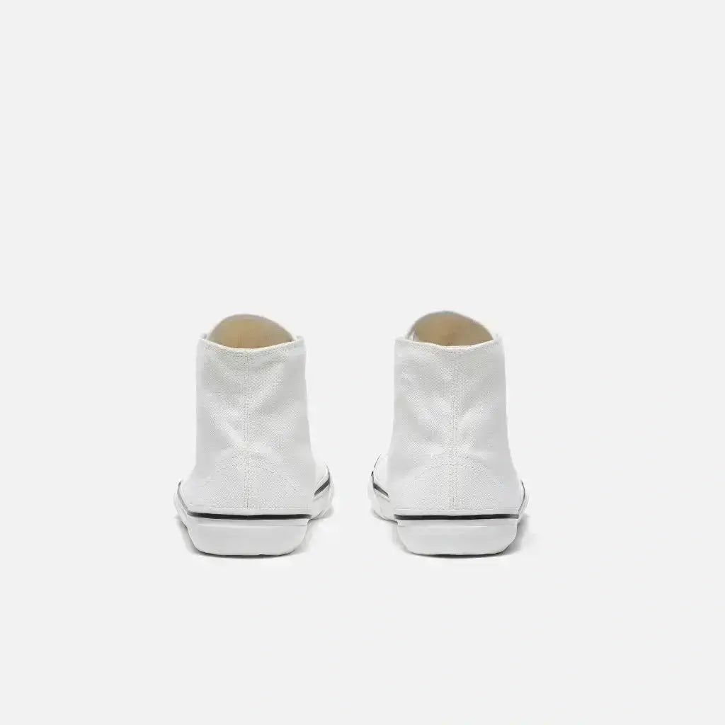Bohempia - Orik 2.0 White & White - Zapatillas barefoot veganas de caña alta unisex blancas
