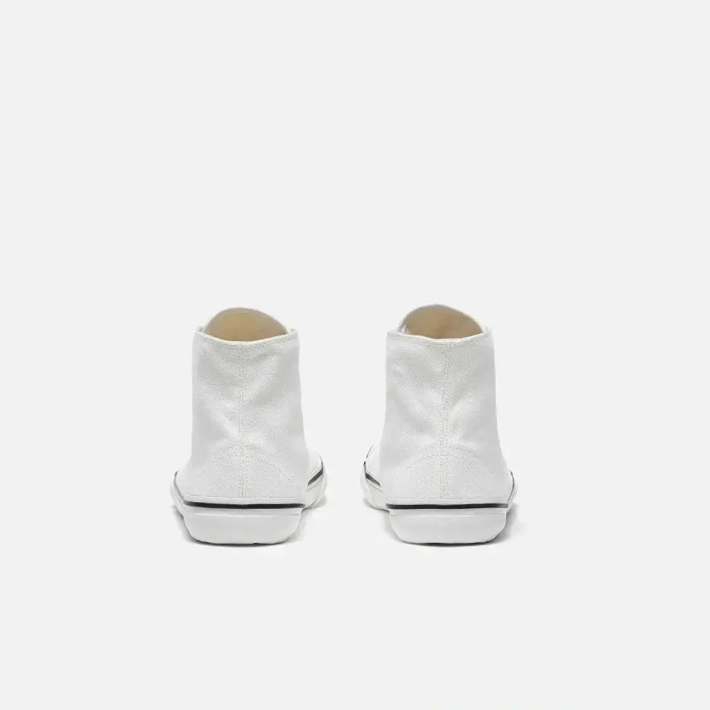 Bohempia - Orik 2.0 White & White - Zapatillas barefoot veganas de caña alta unisex blancas