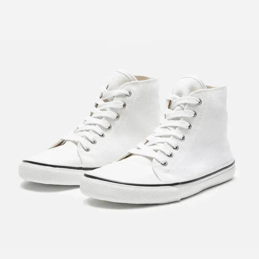 Bohempia - Orik 2.0 White & White - Zapatillas barefoot veganas de caña alta unisex blancas