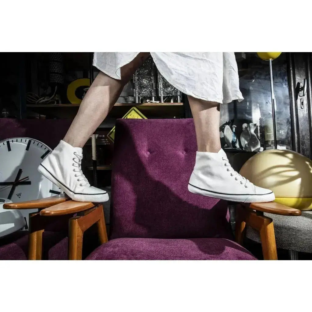 Bohempia - Orik 2.0 White & White - Zapatillas barefoot veganas de caña alta unisex blancas