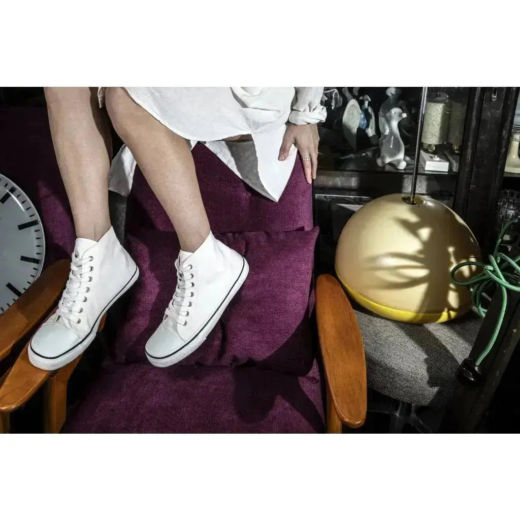 Bohempia - Orik 2.0 White & White - Zapatillas barefoot veganas de caña alta unisex blancas
