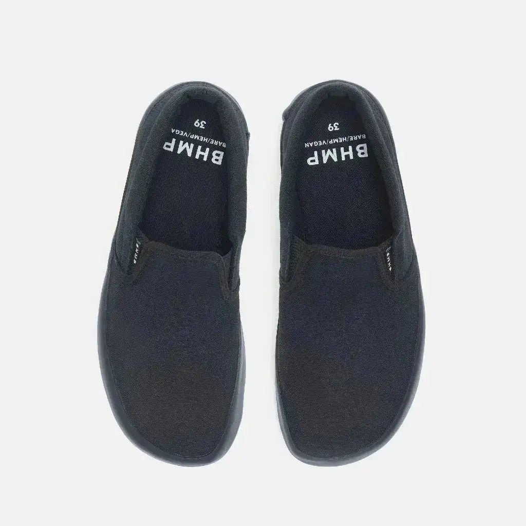 Bohempia Vikla 2.0 Black & Black - Zapatillas sin cordones barefoot unisex veganas negras