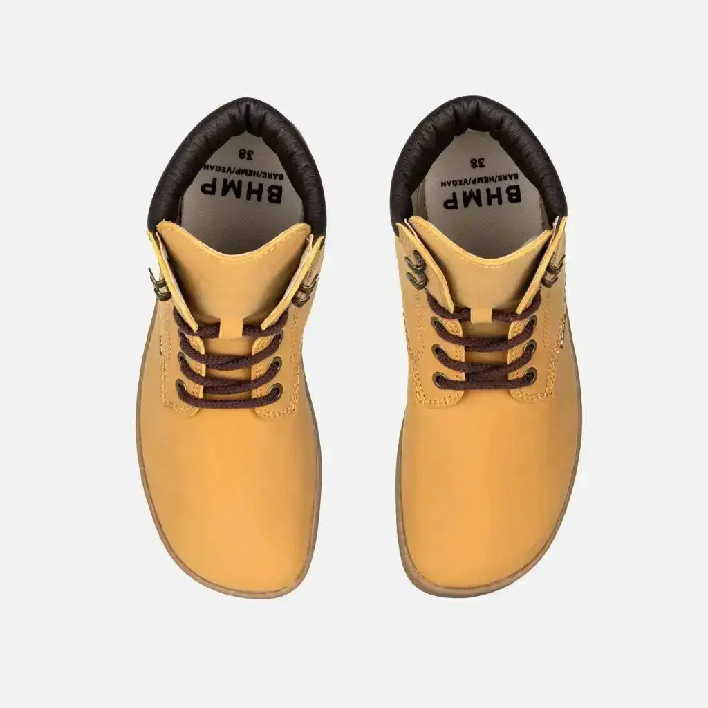Bohempia - Yura Mustard - Botines barefoot veganos unisex mostaza