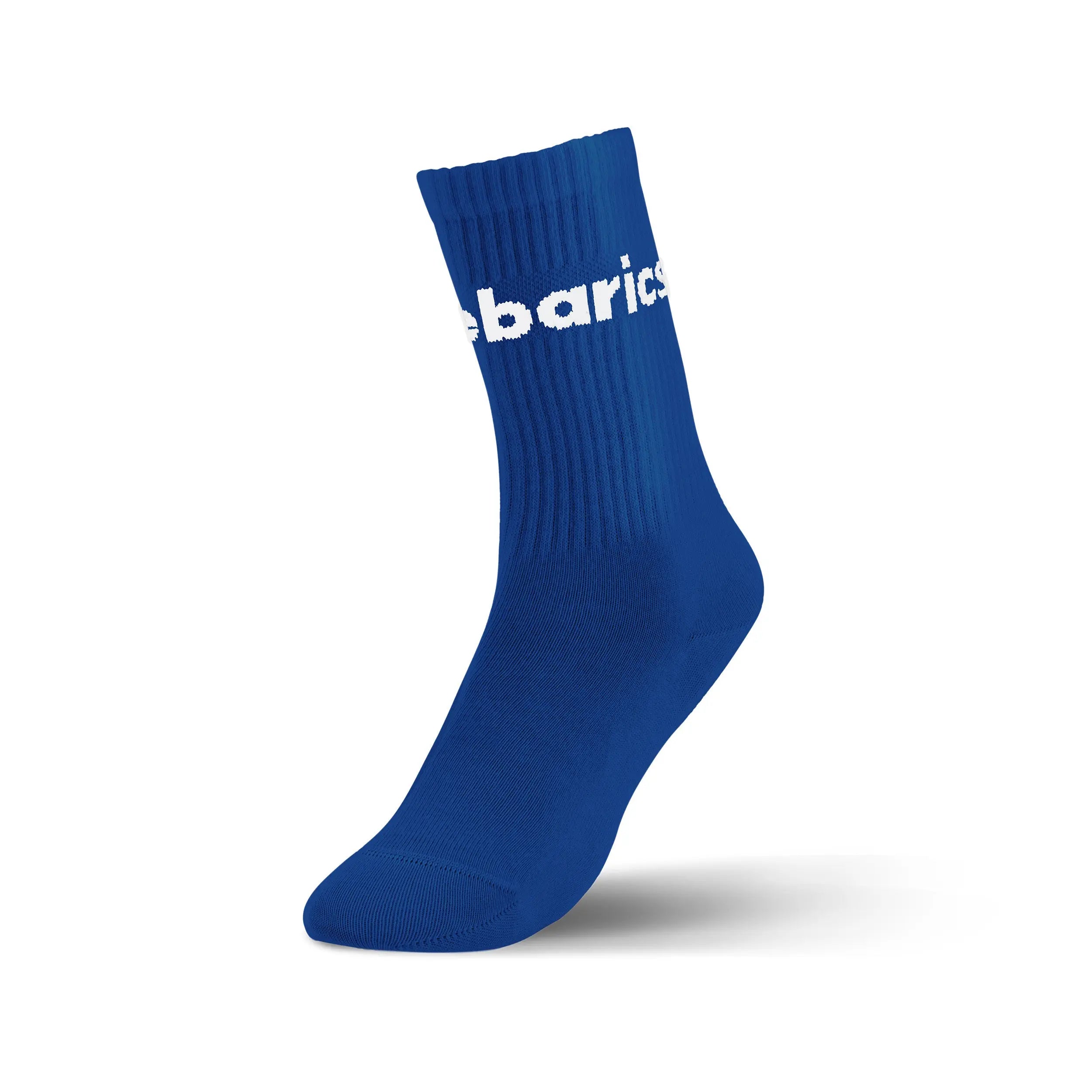 Barebarics - Chaussettes barefoot - Mi-hautes - Bleu - Grand logo - Lot de 3