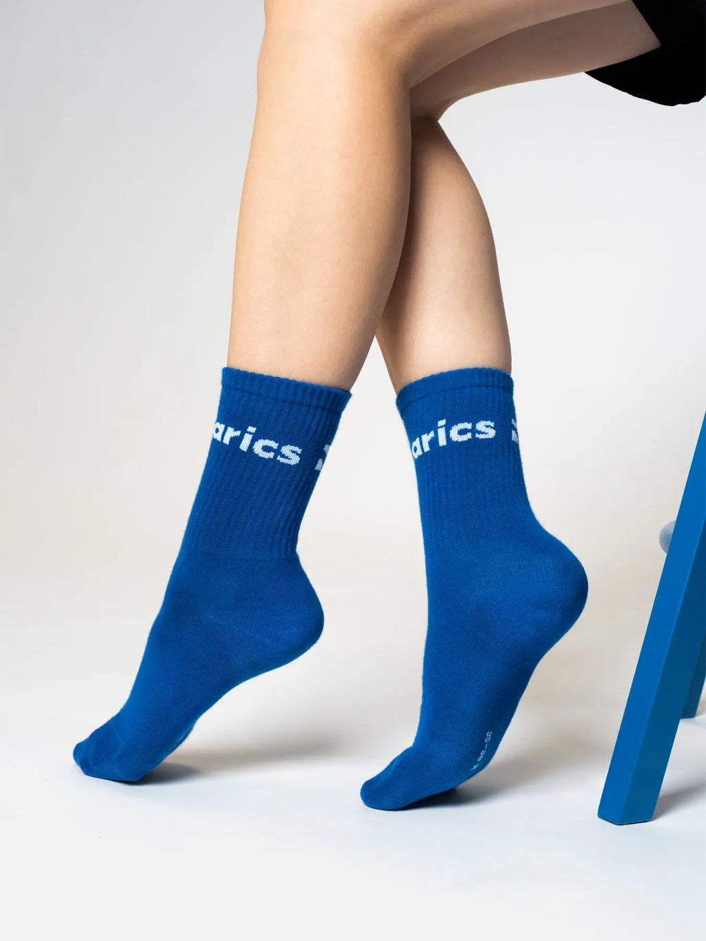Barebarics - Chaussettes barefoot - Mi-hautes - Bleu - Grand logo - Lot de 3