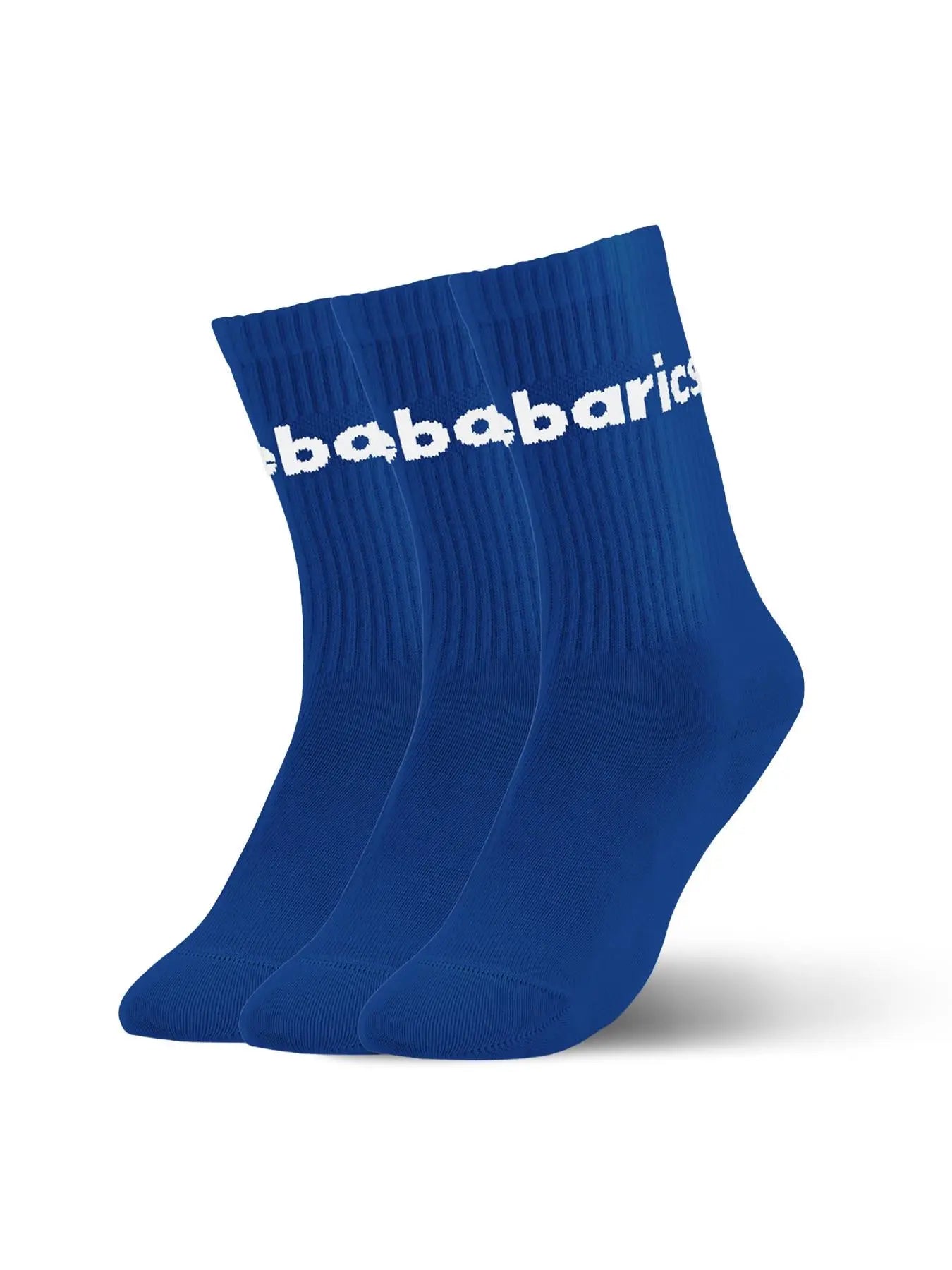 Barebarics - Chaussettes barefoot - Mi-hautes - Bleu - Grand logo - Lot de 3