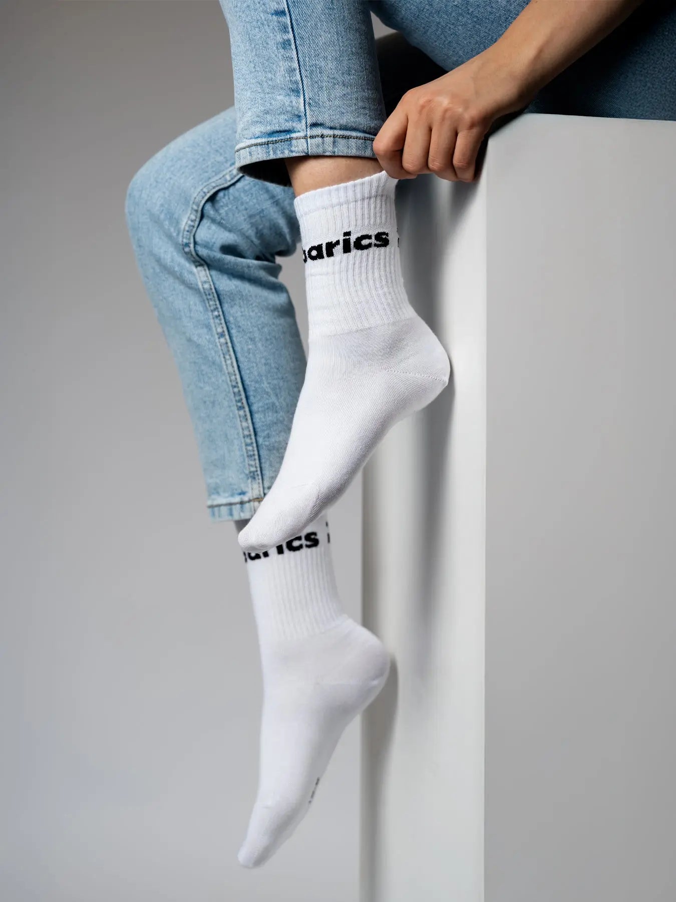 Barebarics - Barefoot calcetines - Crew - White - Big logo - 3 pack
