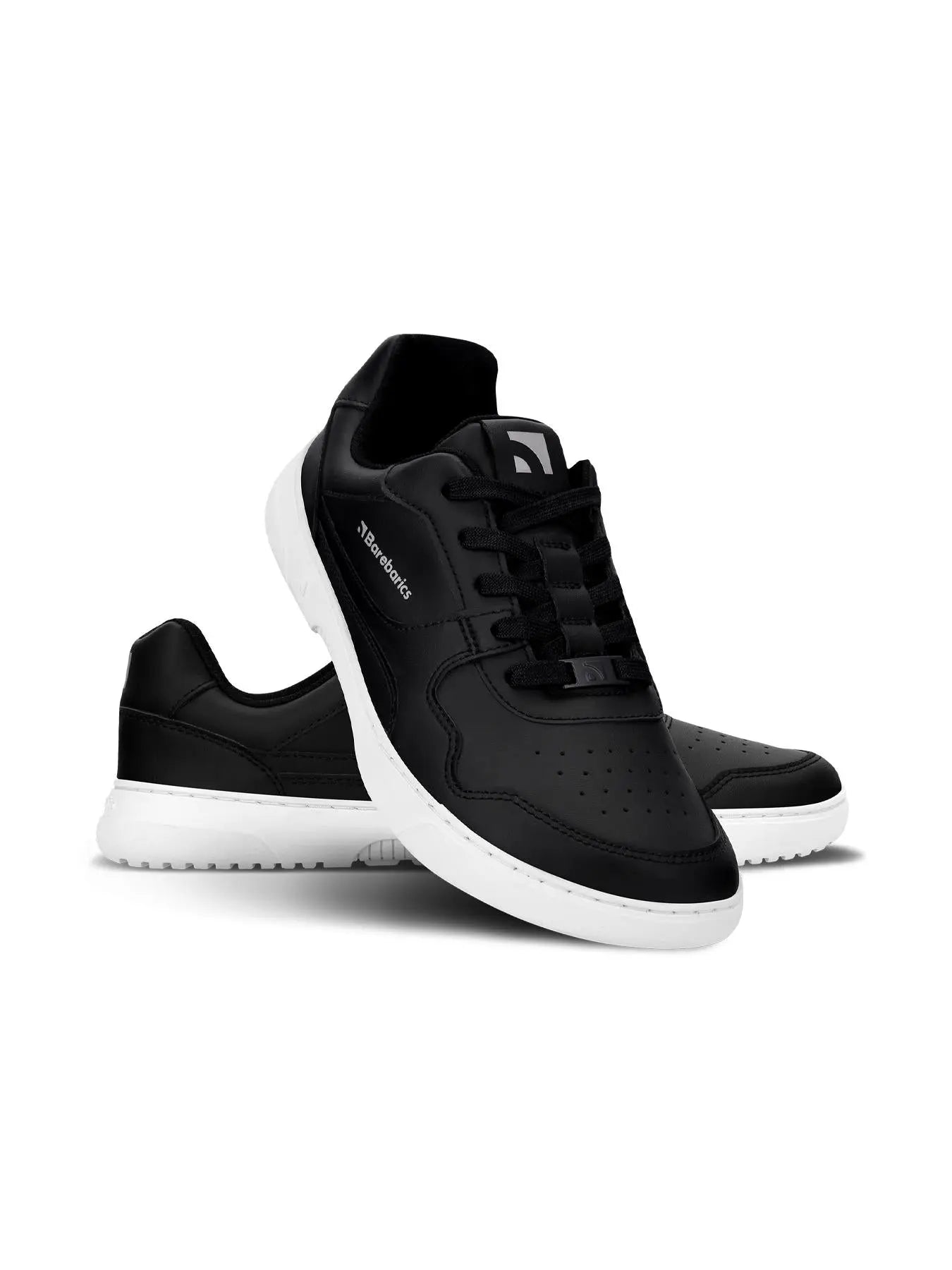 Barebarics - Zing Black & White Leather - Zapatillas barefoot unisex negras