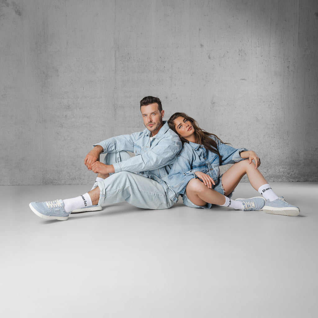 Barebarics - Zing Denim Light Blue - Zapatillas barefoot unisex azules de tela vaquera