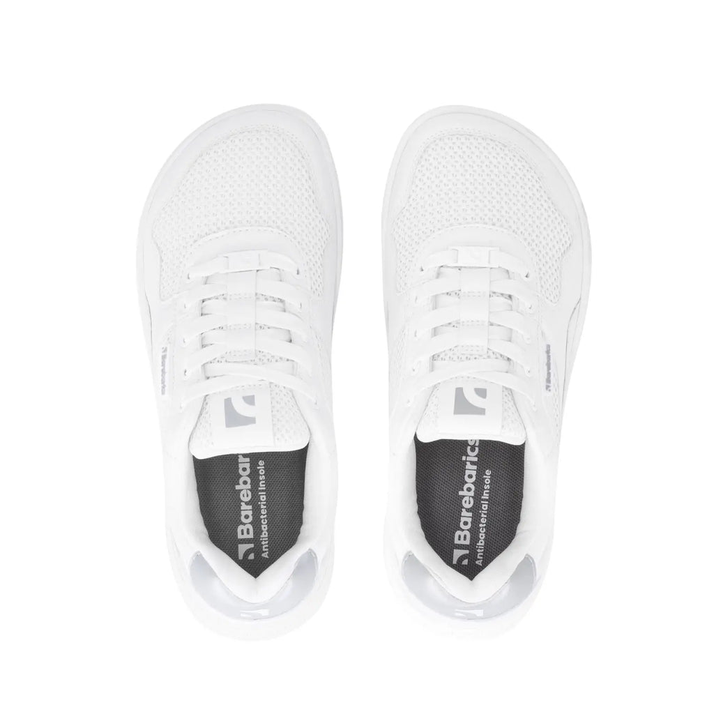 Barebarics - Zing Fresh White & Silver - Zapatillas barefoot frescas unisex blanco y plata
