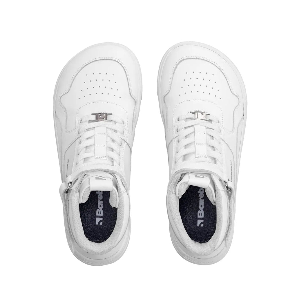 Barebarics - Zing High Top All White Leather - Zapatillas barefoot de caña alta unisex blancas