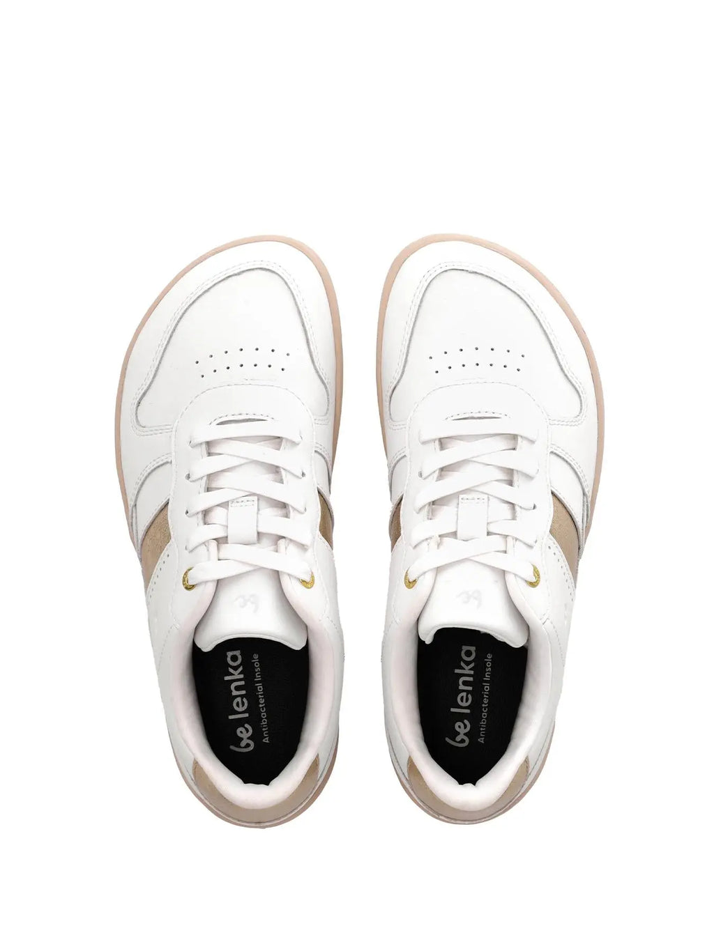 Be Lenka - Cellestia White & Gold - Zapatillas barefoot unisex blanco y dorado