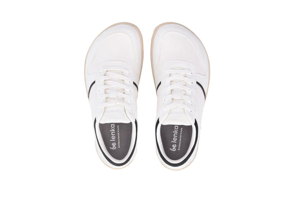 Be Lenka - Echo White & Black Vegan - Zapatillas barefoot unisex veganas blanco y negro