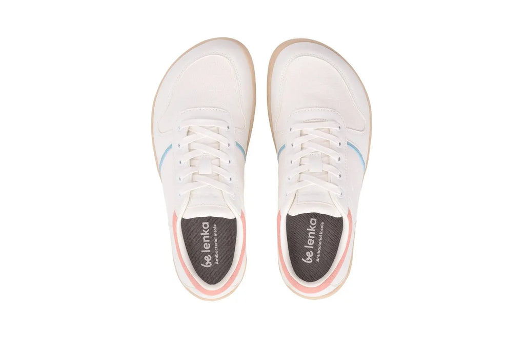 Be Lenka - Echo White & Cotton Candy Vegan - Zapatillas barefoot unisex veganas blanco y rosa