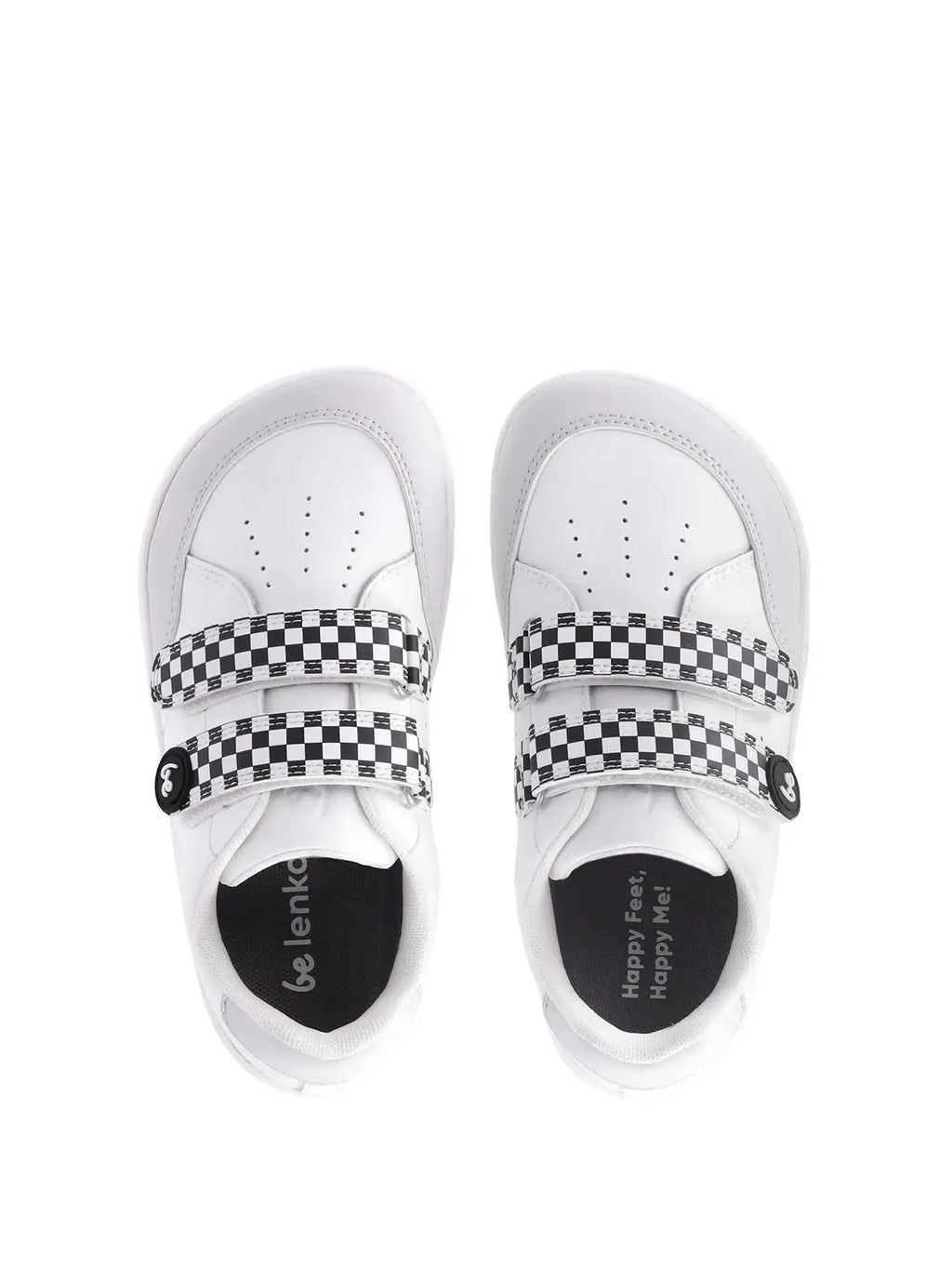 Be Lenka Kids - Energise White & Checkerboard - Zapatillas barefoot infantiles blancas