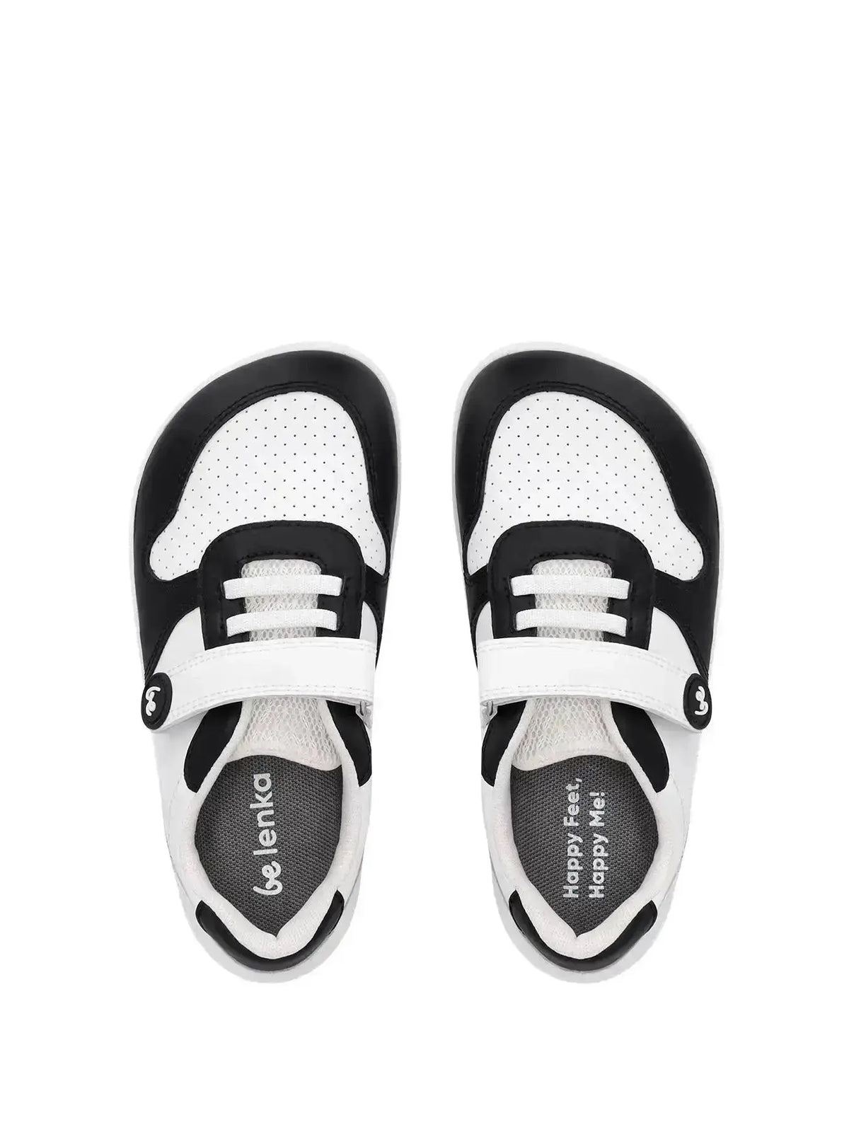 Be Lenka Kids - Scoot White & Black - Zapatillas Barefoot infantiles blancas y negras