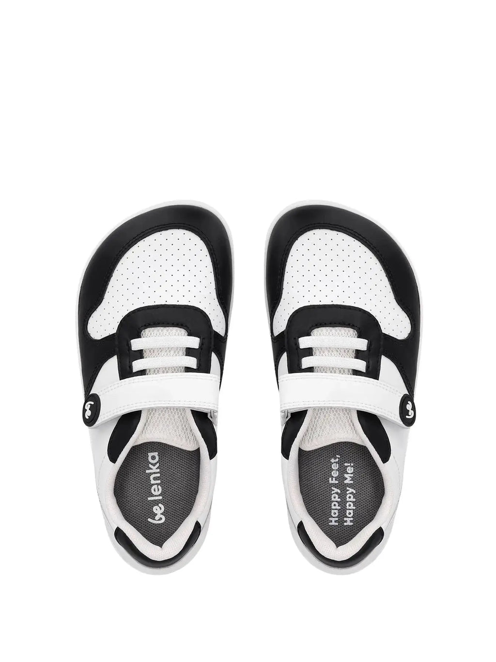 Be Lenka Kids - Scoot White & Black - Zapatillas Barefoot infantiles blancas y negras