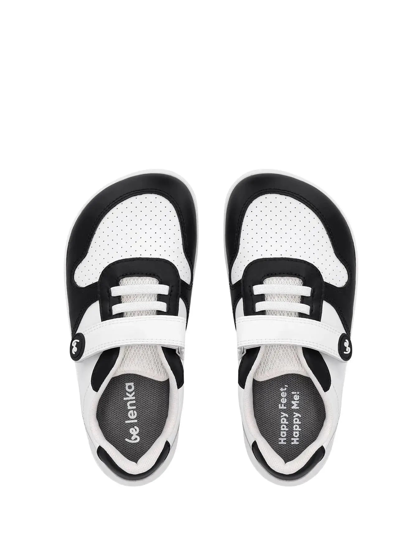 Be Lenka Kids - Scoot White & Black - Zapatillas Barefoot infantiles blancas y negras