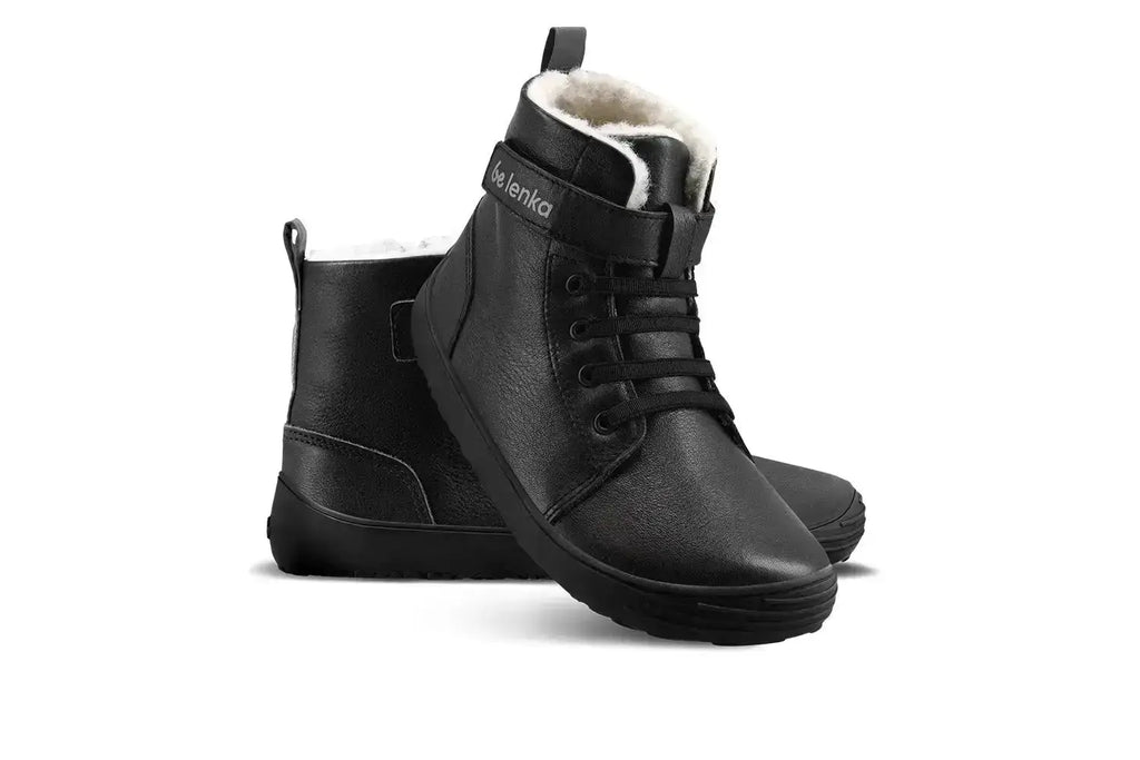 Be Lenka Kids - Winter All Black - Botines de invierno barefoot