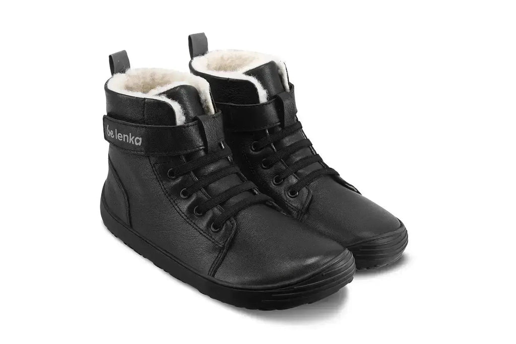 Be Lenka Kids - Winter All Black - Botines de invierno barefoot