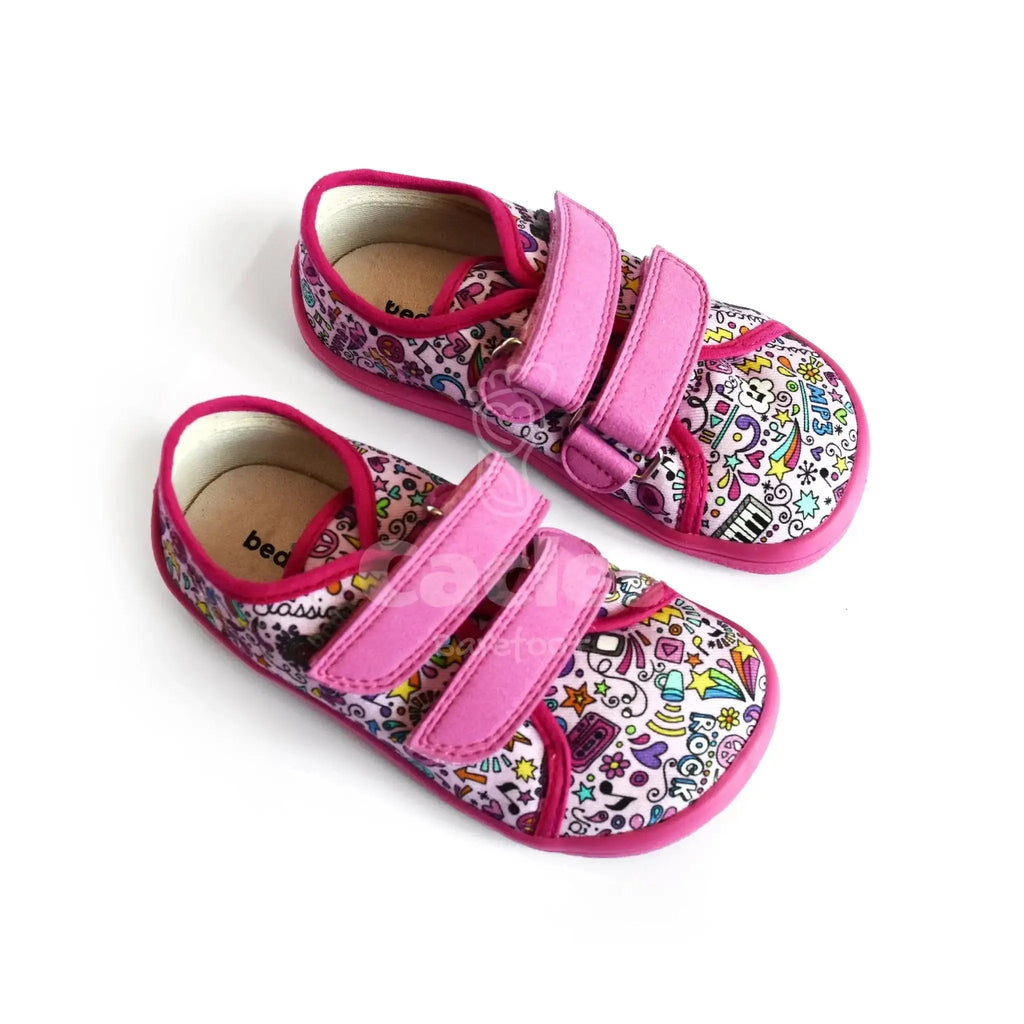 Beda - BFN 170040/TEX/W Music - Lonetas Barefoot infantiles rosas con estampado de música