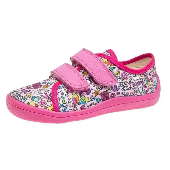 Beda - BFN 170040/TEX/W Music - Lonetas Barefoot infantiles rosas con estampado de música
