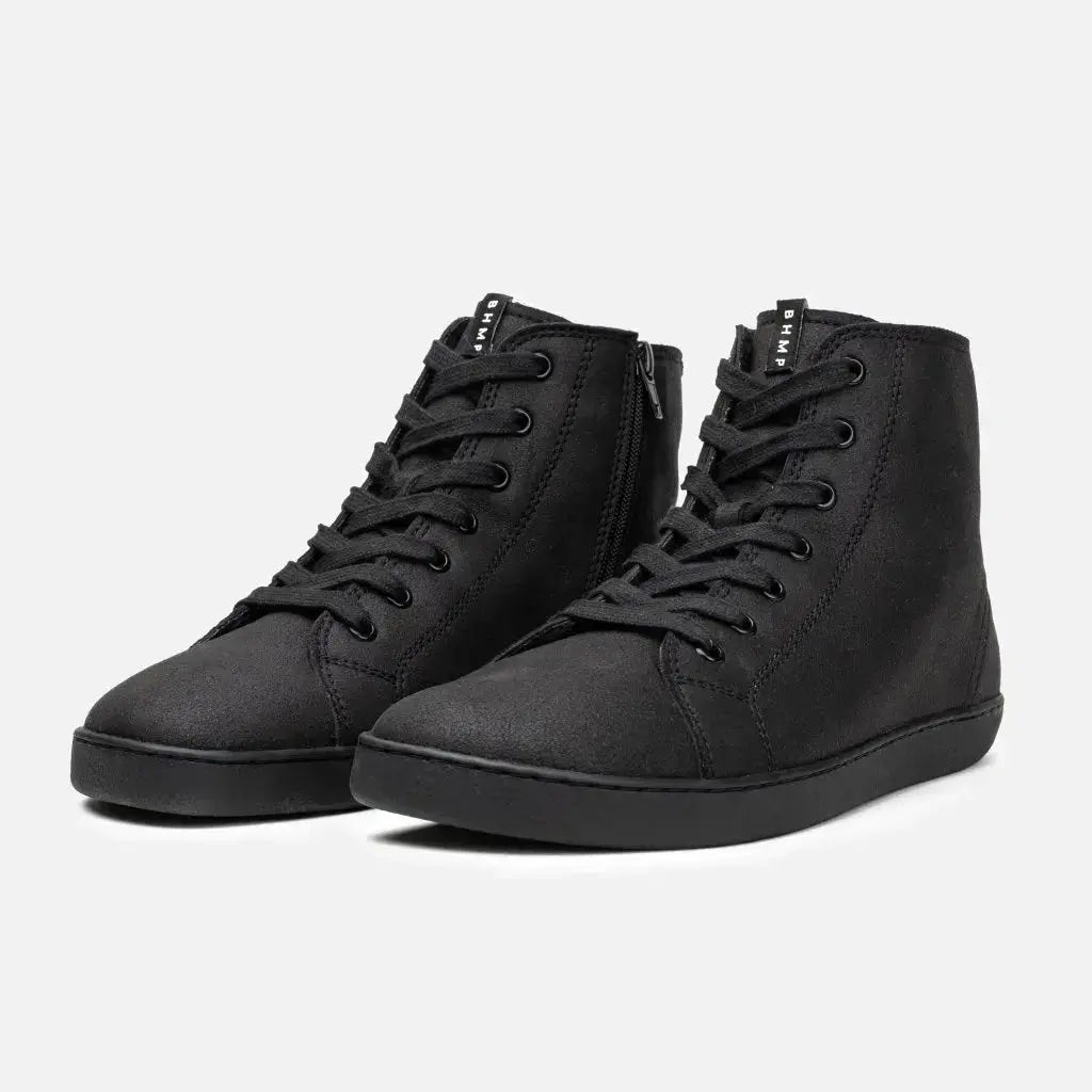 Bohempia - Alex Onyx - Botines barefoot con forro invernal veganos unisex negros